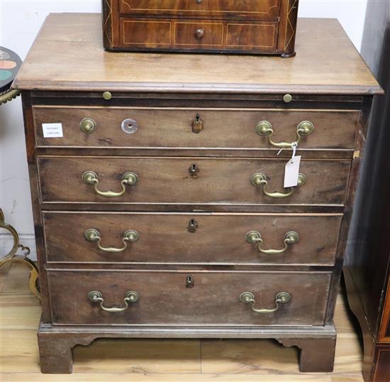A small George III mahogany chest with brushing slide, W.76cm, D.45cm, H.81cm